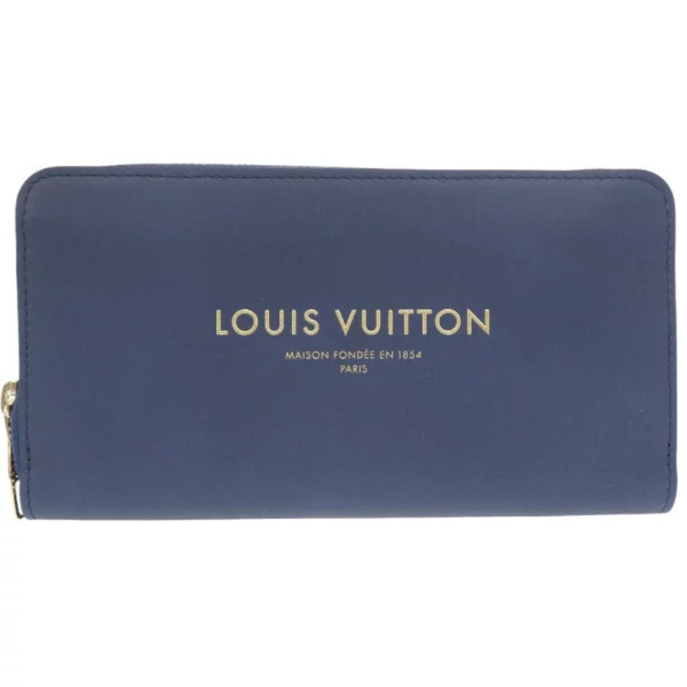 Louis Vuitton Zippy Wallet Flight Bag Panam Leather Blue Long LV